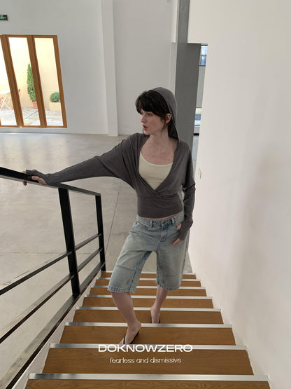 DKZ OFFICIAL Gray Colorblock Batwing Sleeve Women&