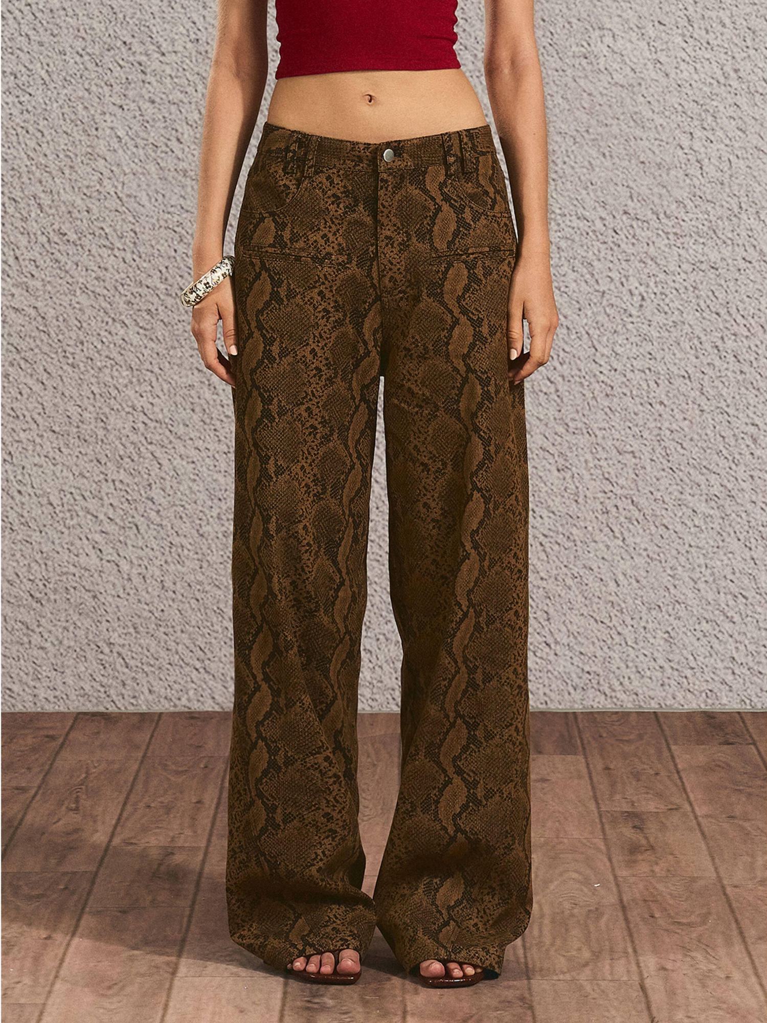 The NeverMore Durable Distressed Relaxed Fit Natural Waist Women Light Brown Wide Leg Jeans