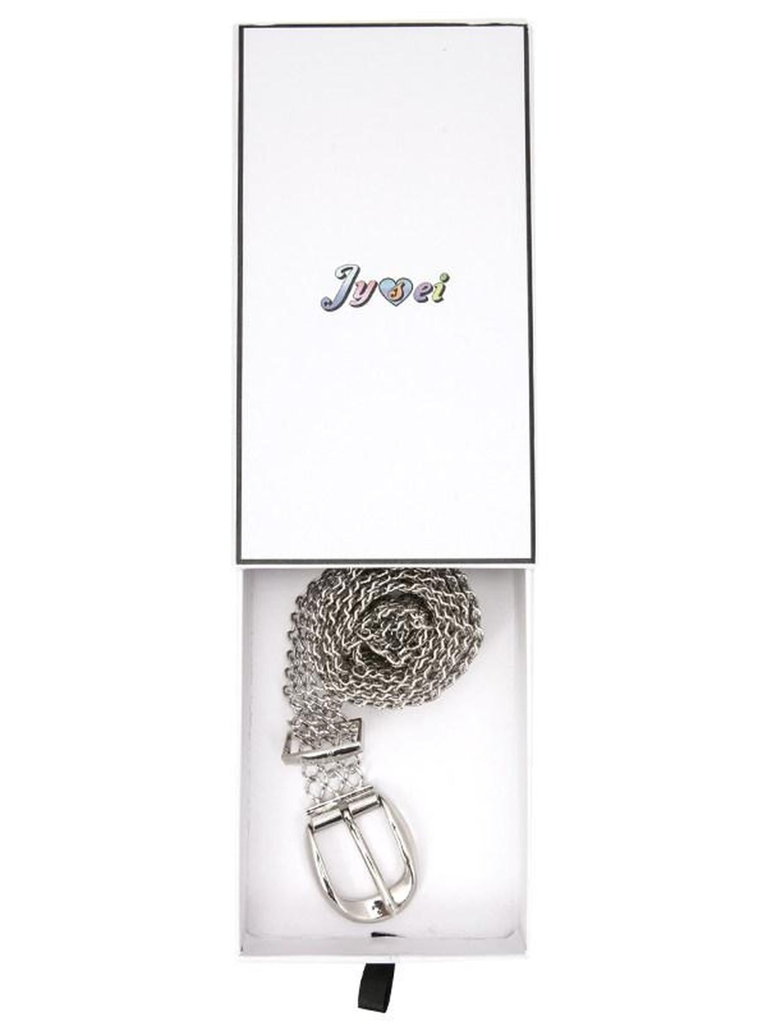 JYOSEI Silver Engraved Hollow Letter Chain Double Ring Women&