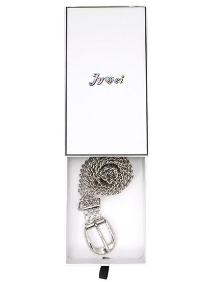 JYOSEI Silver Engraved Hollow Letter Chain Double Ring Women&