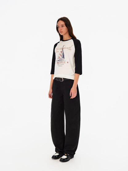 Northbutsouth Sail Distressed Print Logo Contrast Raglan Women&