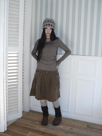 ang project Pleated Washed Distressed Pockets Vintage Women&