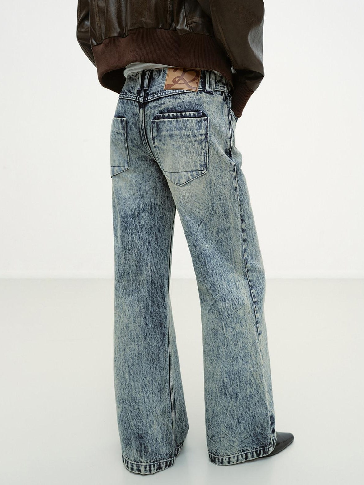 RUN TO THE FUTURE Vintage Washed Distressed Low Rise Durable Snow Blue Denim Women Straight Jeans
