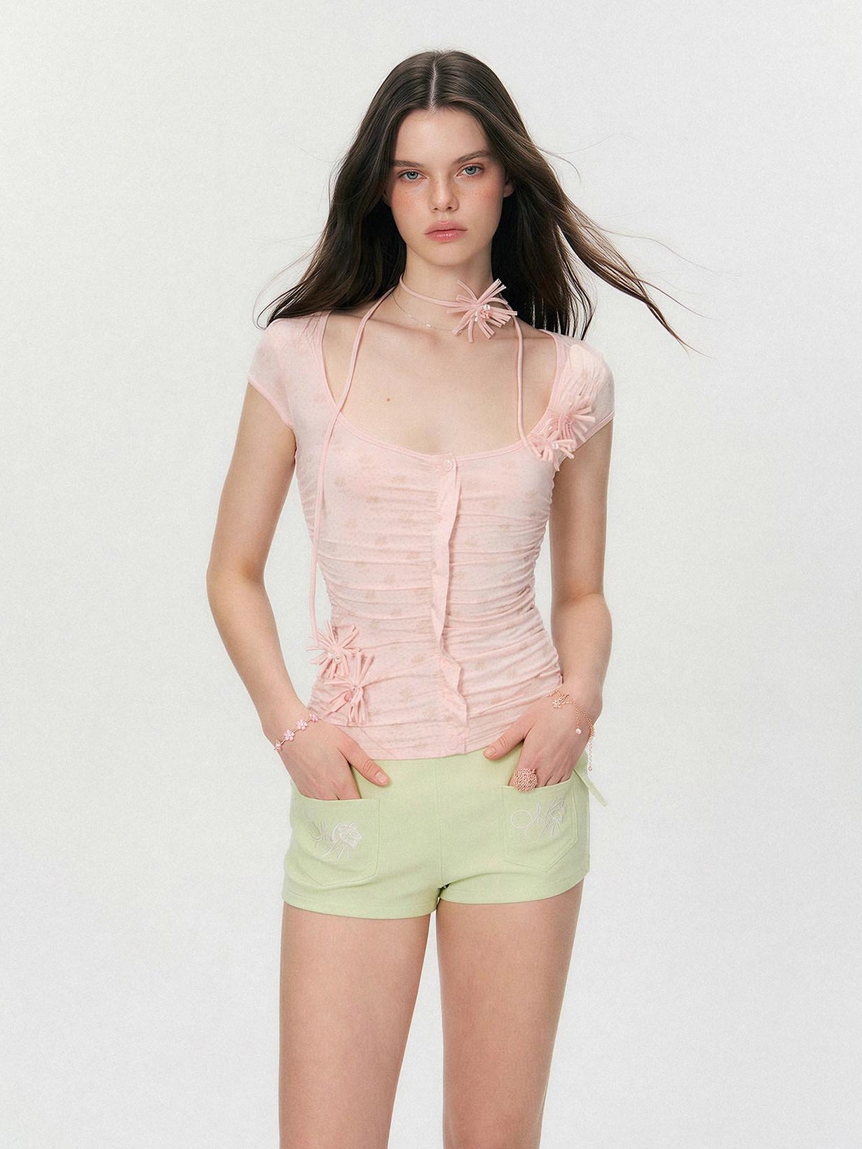 The NeverMore Eco Viscose Stretch Vintage Slim Short Sleeve Ladies Crop Tee Basic Crop Tops
