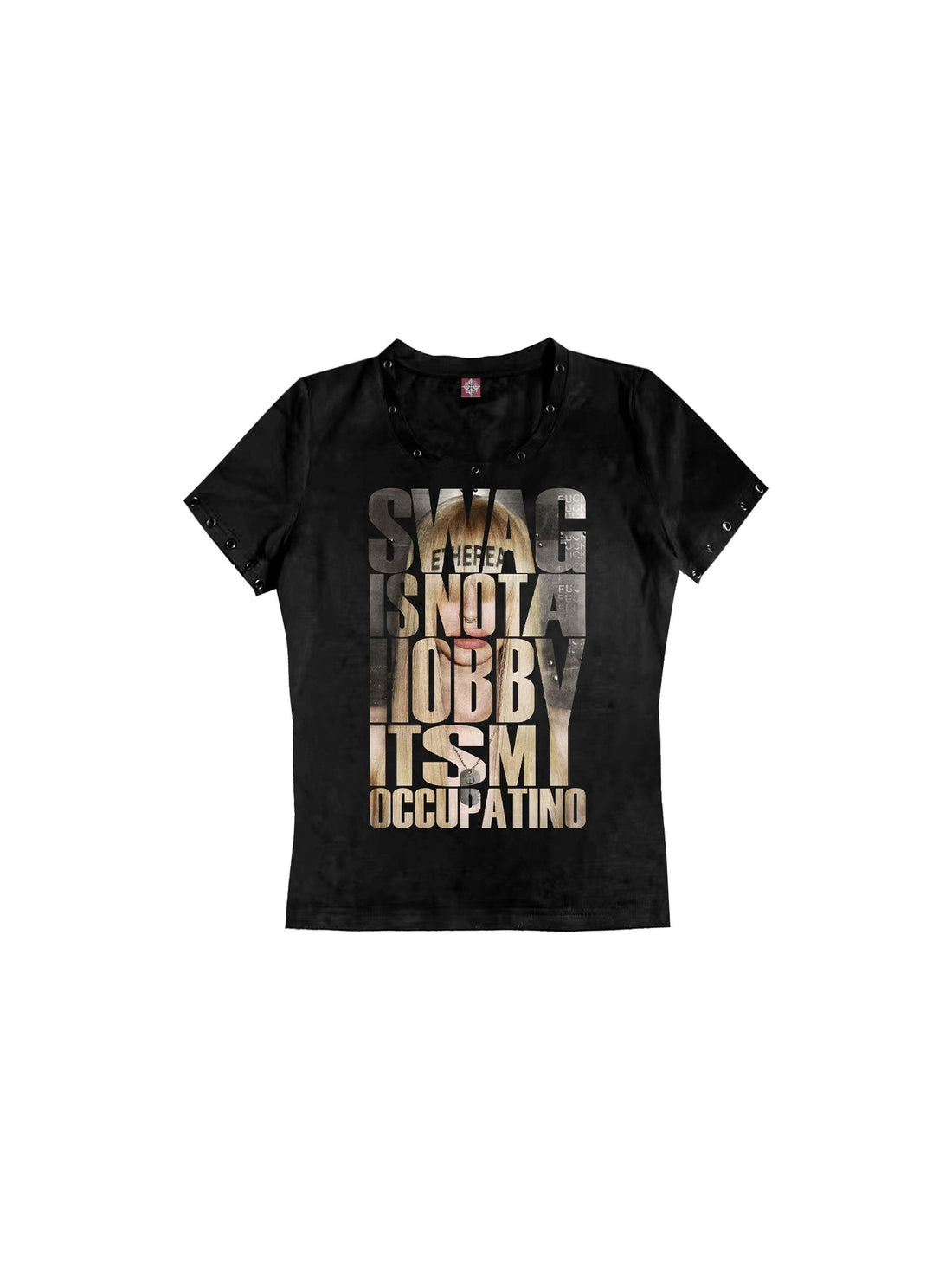DETW onLine Digital Portrait Letter Print Metal Eyelet Women&