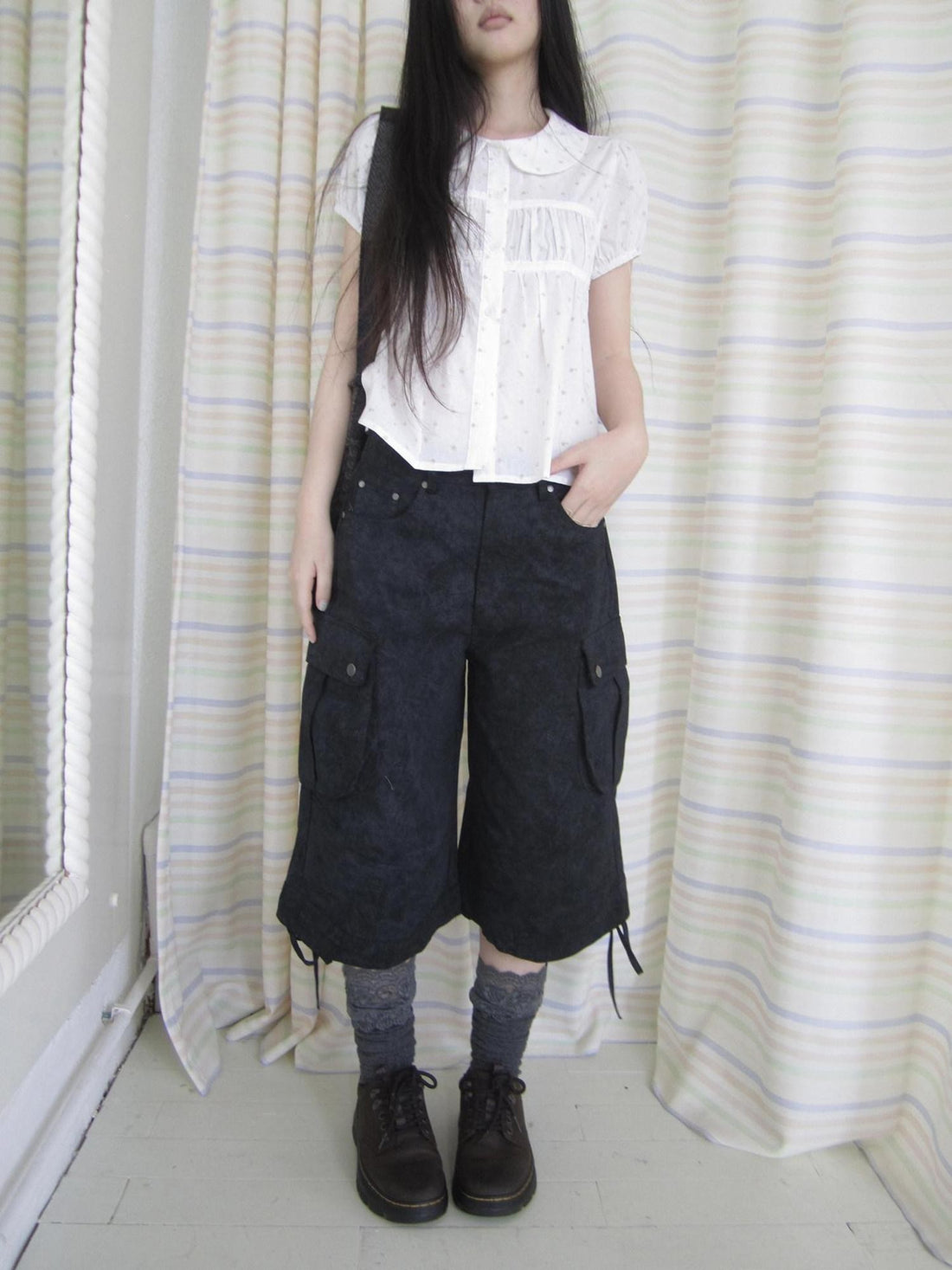 ang project Washed Tie Dye Vintage Cargo Multi Pocket Tie Belt Women&