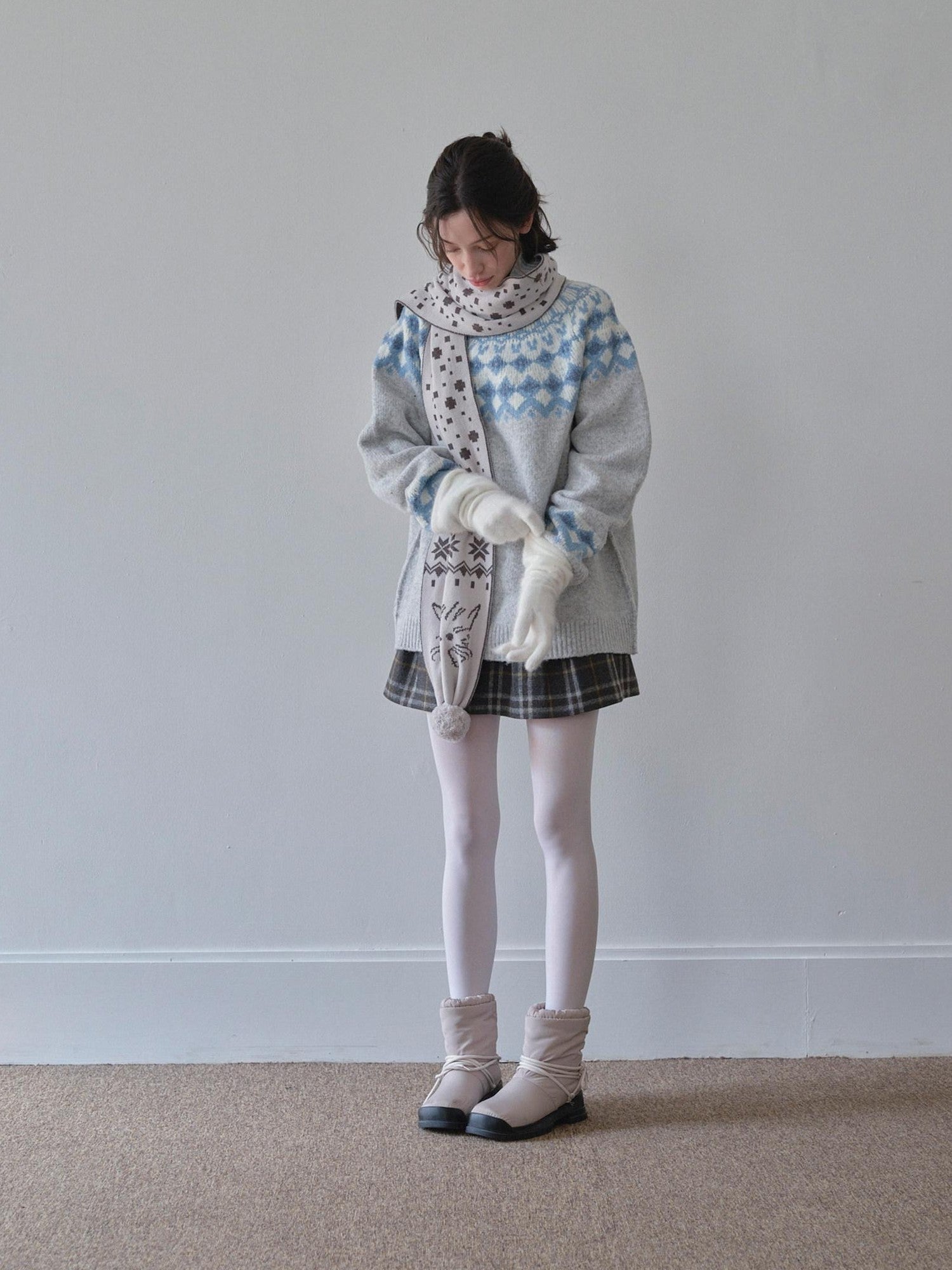 DKZ OFFICIAL Nordic Fair Isle Jacquard Oversized Women&
