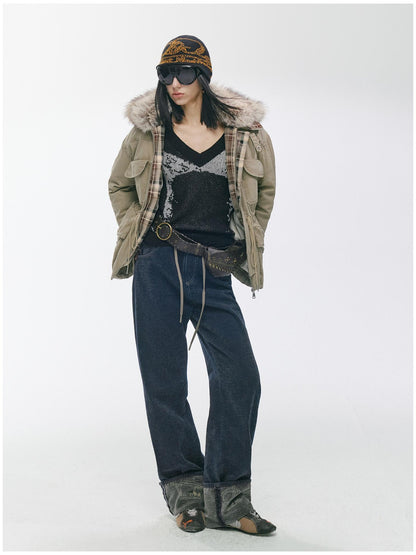 2th Desire 90 Percent White Duck Down Warm Studded Casual Turn Down Collar Down Jackets