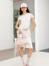 2th Desire Asym Detachable Necklace Mesh Ruffle Sleeve Fitted Tee