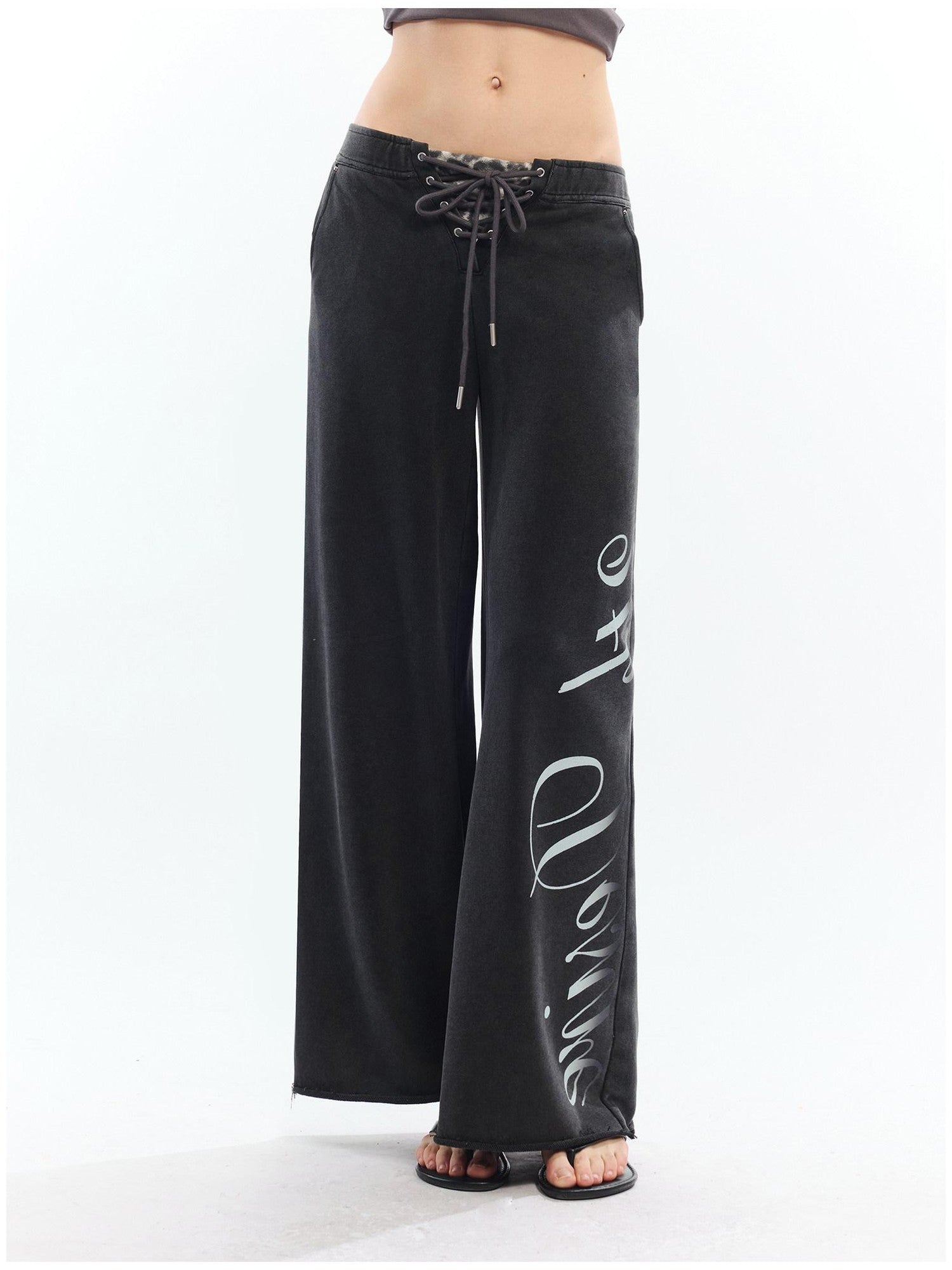 2th Desire Asymmetric Letter Print Leopard Patch Women&