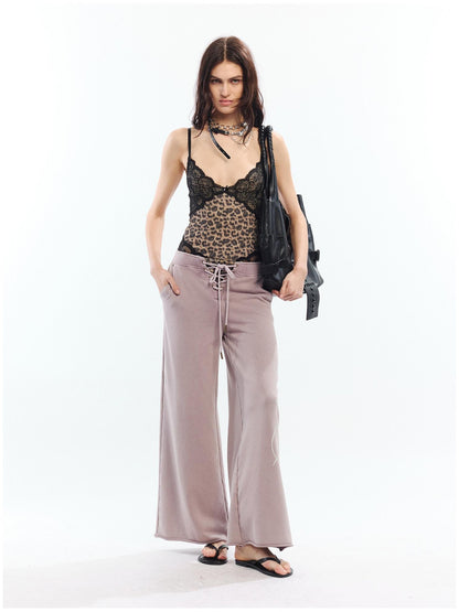 2th Desire Asymmetric Letter Print Leopard Patch Women&