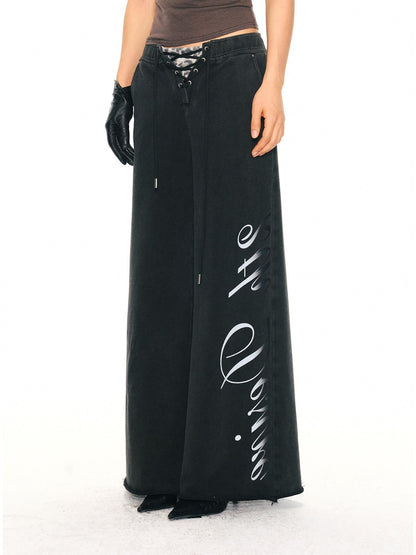 2th Desire Asymmetric Letter Print Leopard Patch Women&