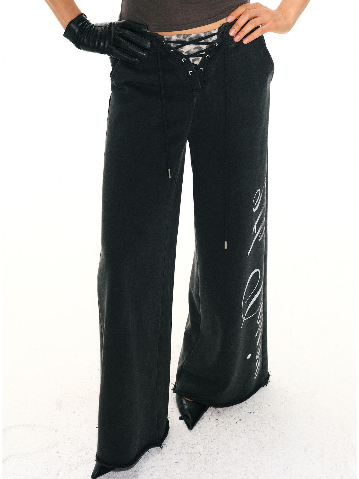 2th Desire Asymmetric Letter Print Leopard Patch Women&