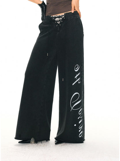 2th Desire Asymmetric Letter Print Leopard Patch Women&