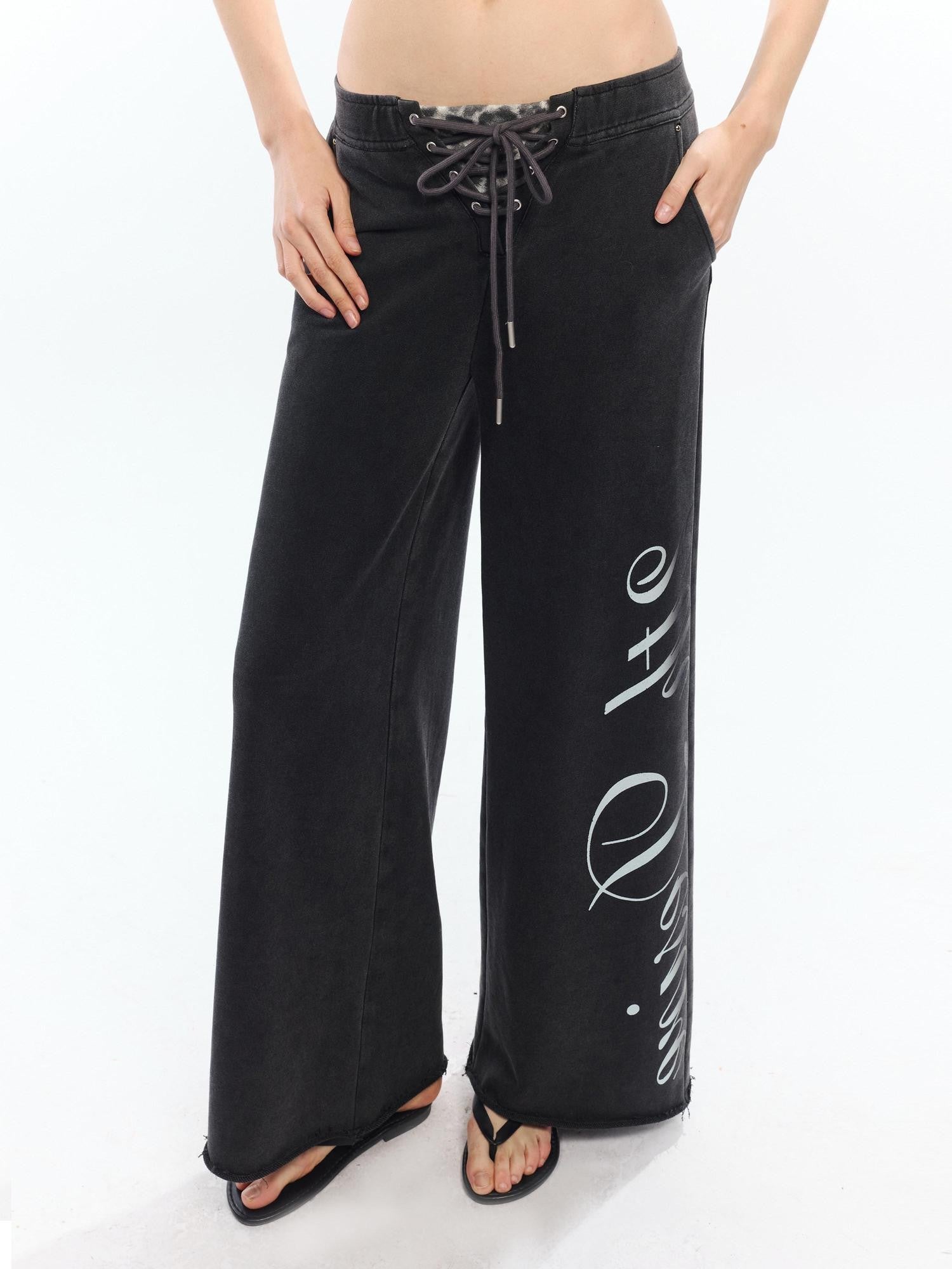 2th Desire Asymmetric Letter Print Leopard Patch Women&