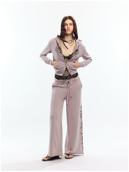 2th Desire Asymmetric Letter Print Leopard Patch Women&