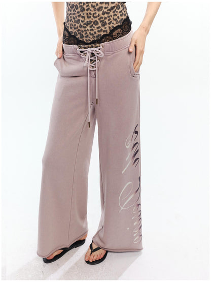 2th Desire Asymmetric Letter Print Leopard Patch Women&