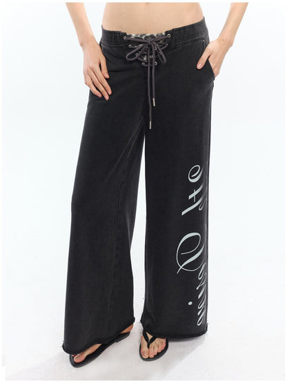 2th Desire Asymmetric Letter Print Leopard Patch Women&