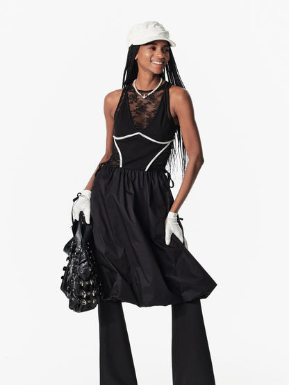 2th Desire Backless Mesh Cut Out Wrap Corset Black Dress