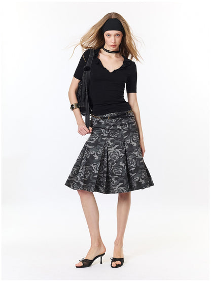 2th Desire Camouflage Pleated Punk Low Waist Women&