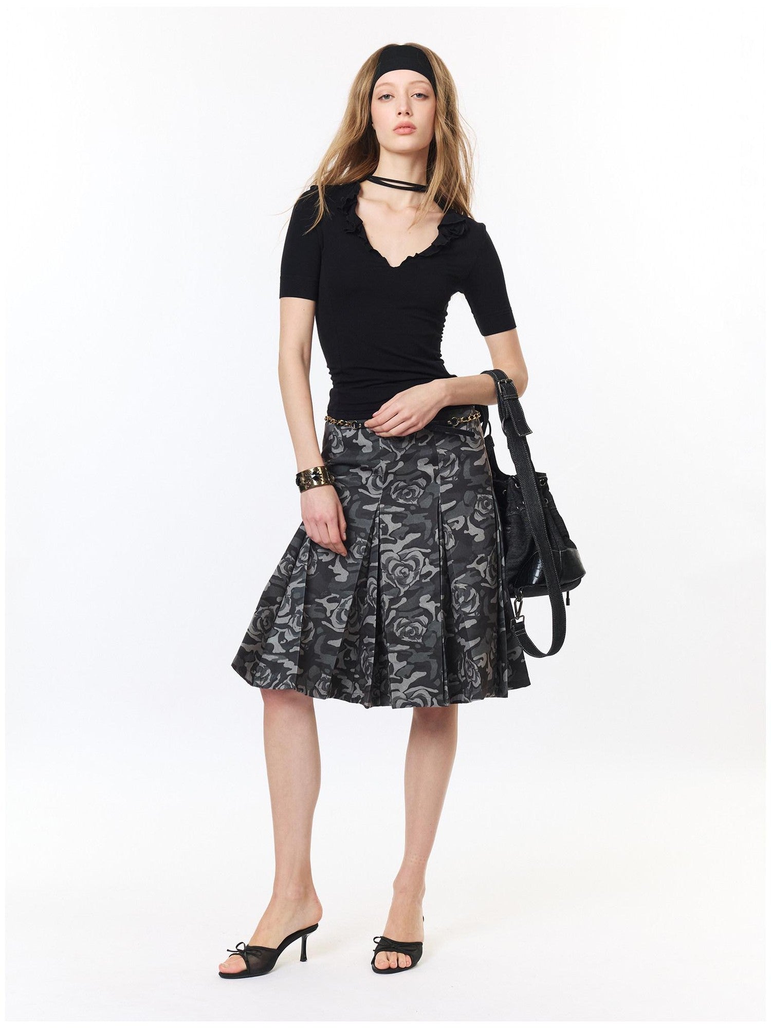 2th Desire Camouflage Pleated Punk Low Waist Women&