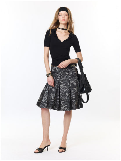 2th Desire Camouflage Pleated Punk Low Waist Women&