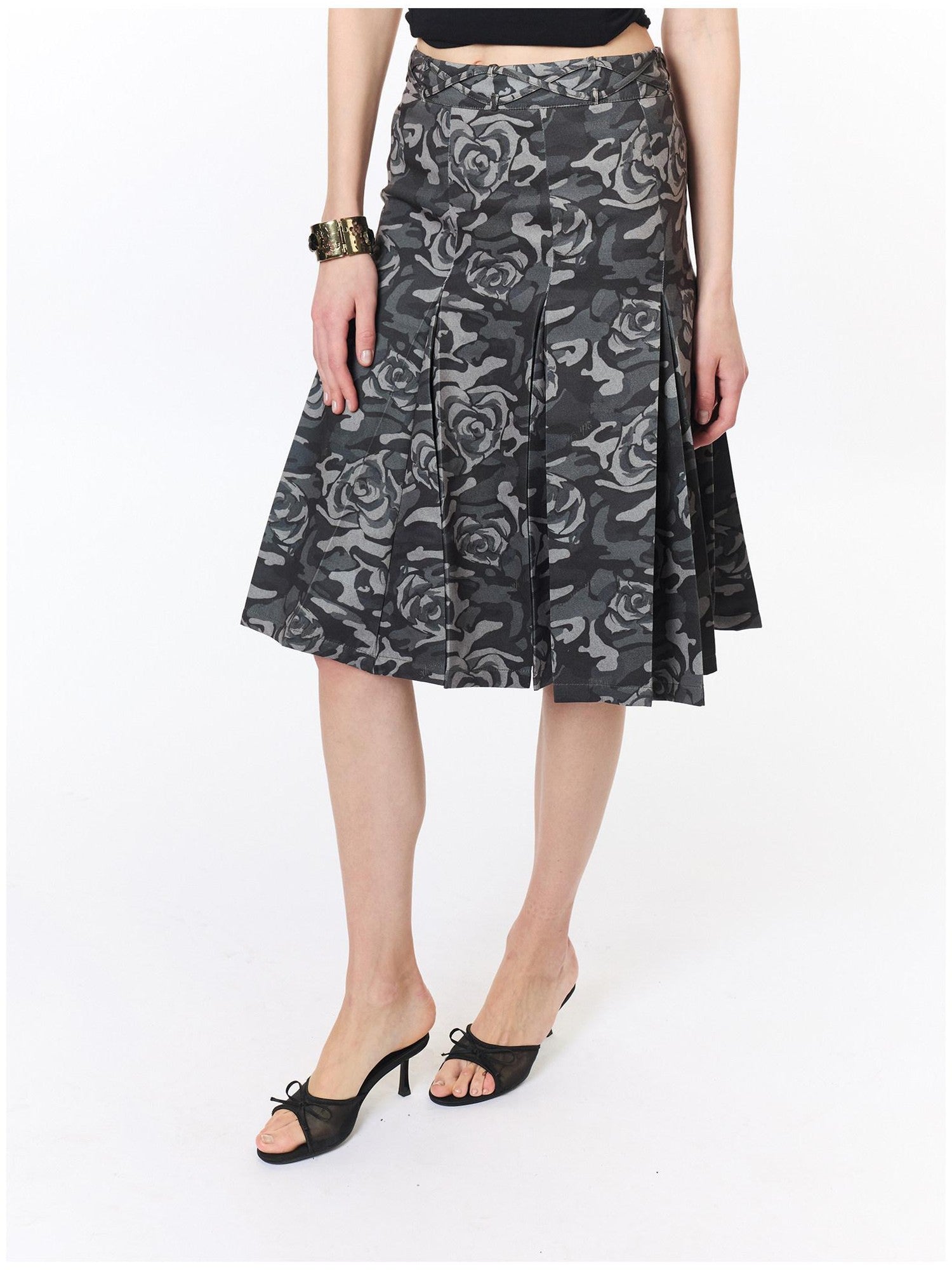 2th Desire Camouflage Pleated Punk Low Waist Women&