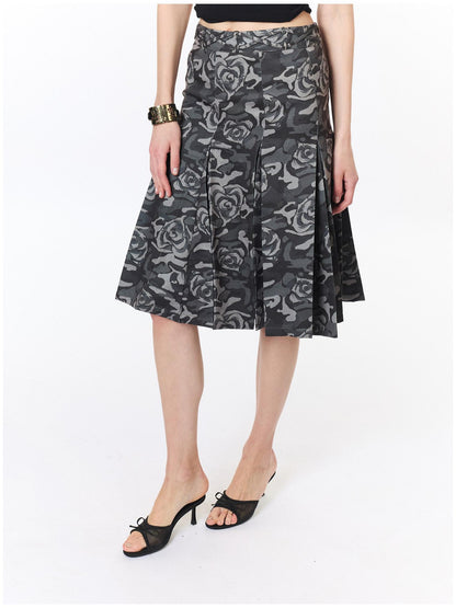 2th Desire Camouflage Pleated Punk Low Waist Women&