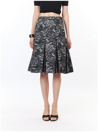 2th Desire Camouflage Pleated Punk Low Waist Women&