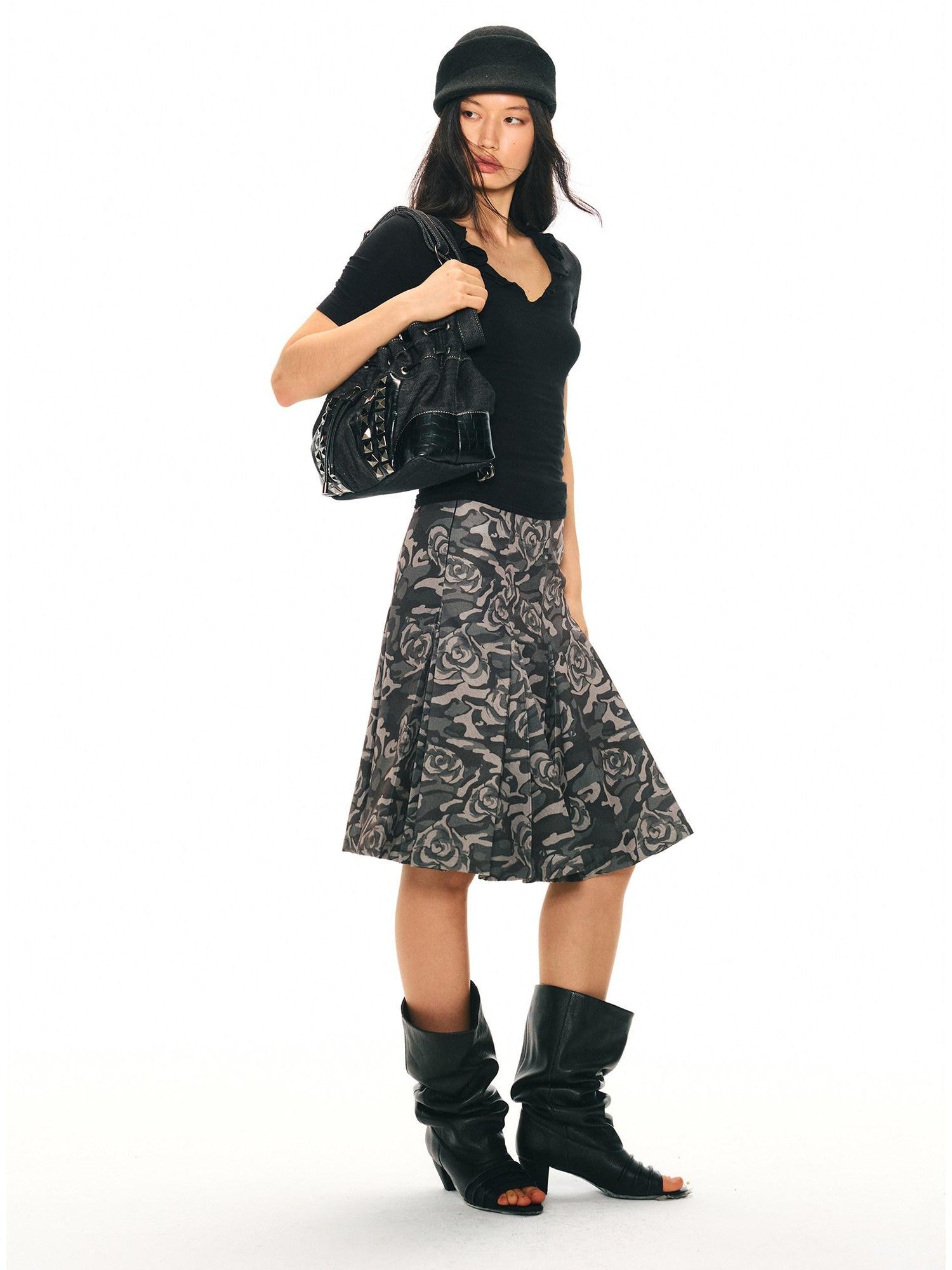 2th Desire Camouflage Pleated Punk Low Waist Women&