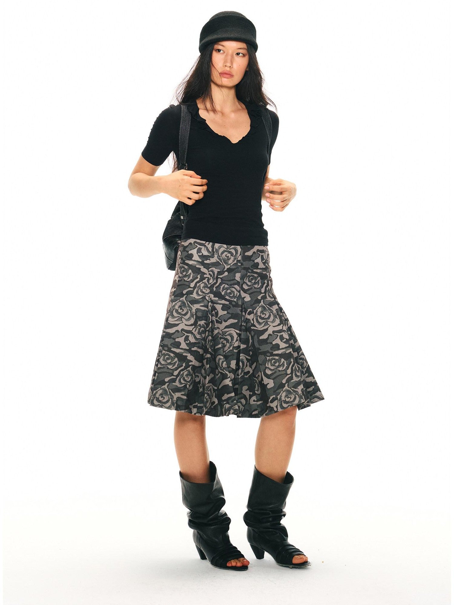2th Desire Camouflage Pleated Punk Low Waist Women&