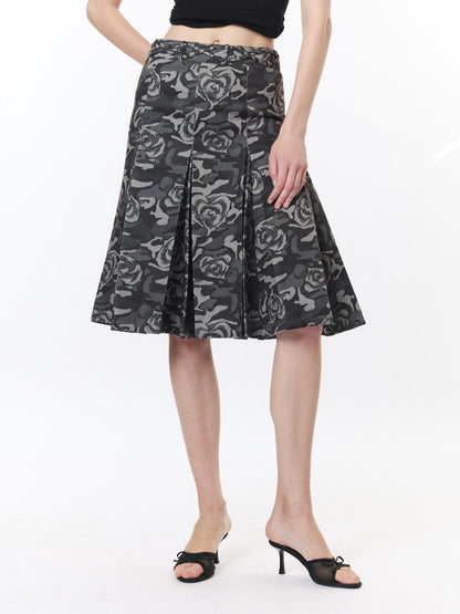 2th Desire Camouflage Pleated Punk Low Waist Women&