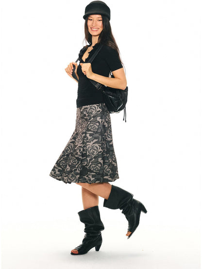 2th Desire Camouflage Pleated Punk Low Waist Women&