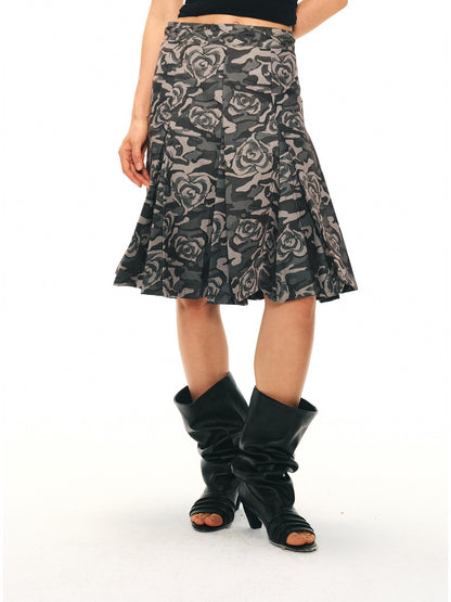 2th Desire Camouflage Pleated Punk Low Waist Women&