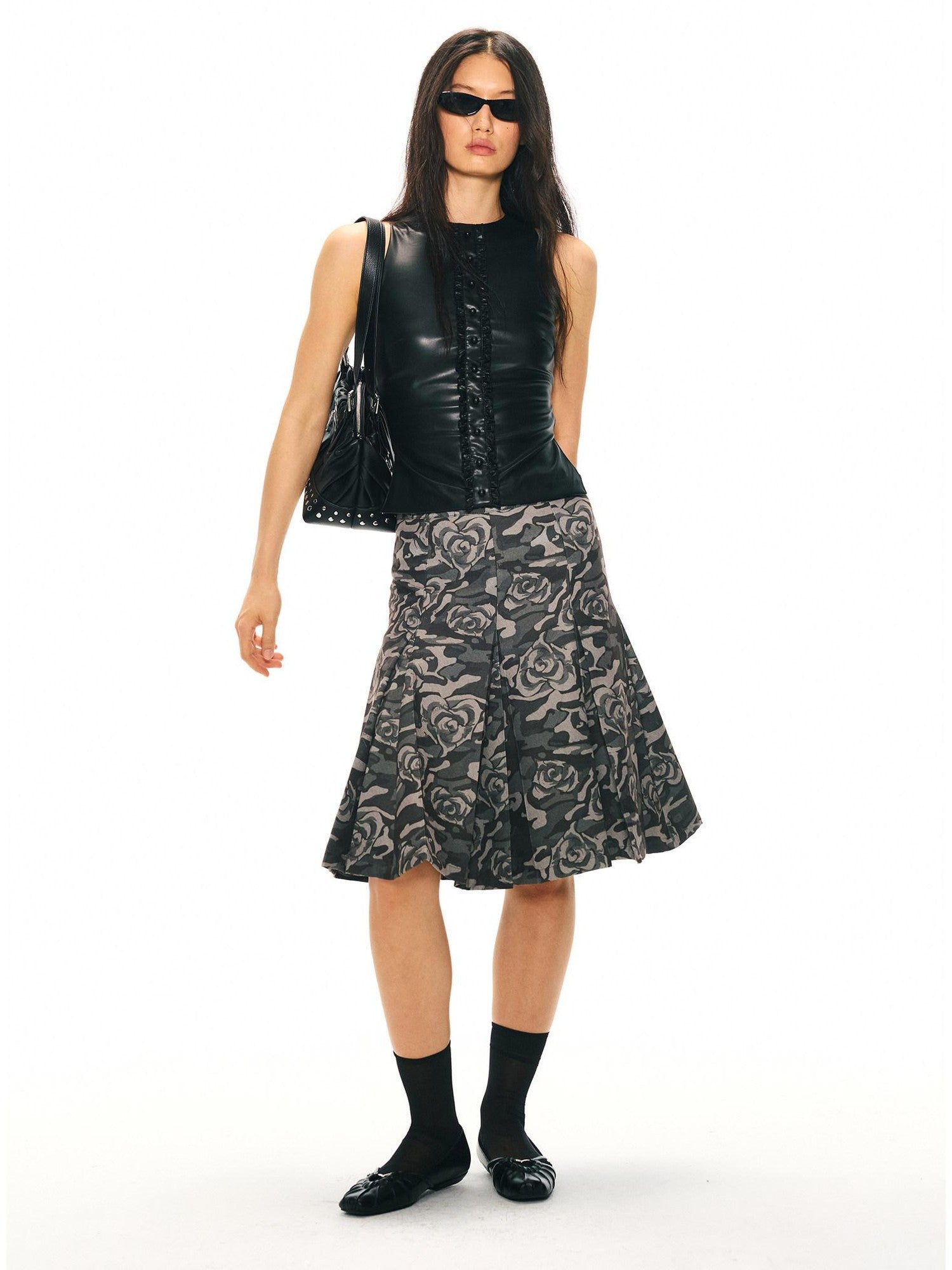 2th Desire Camouflage Pleated Punk Low Waist Women&