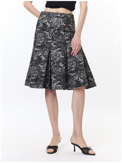 2th Desire Camouflage Pleated Punk Low Waist Women&