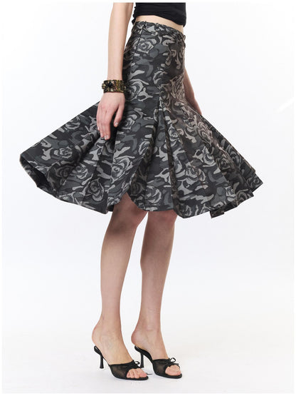 2th Desire Camouflage Pleated Punk Low Waist Women&