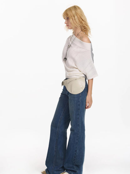 Colorblock Slouchy Batwing Sweater With Cable Knit