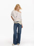 Colorblock Slouchy Batwing Sweater With Cable Knit