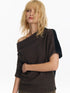Colorblock Slouchy Batwing Sweater With Cable Knit