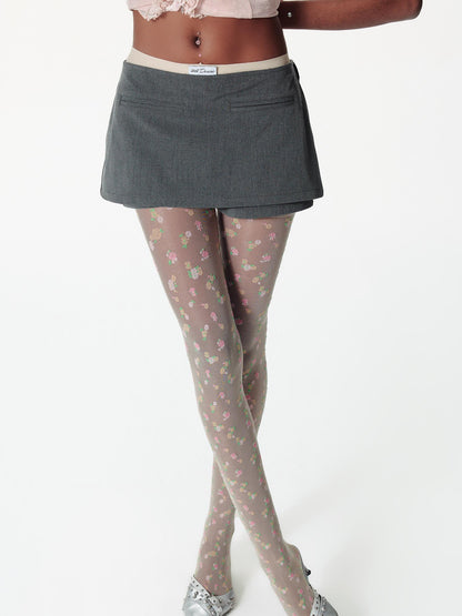 2th Desire Detachable Polka Dot Scarf Dress With Denim Skirt Pants
