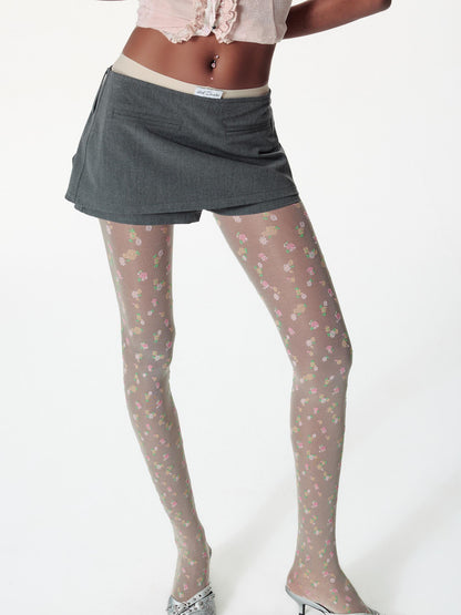 2th Desire Detachable Polka Dot Scarf Dress With Denim Skirt Pants