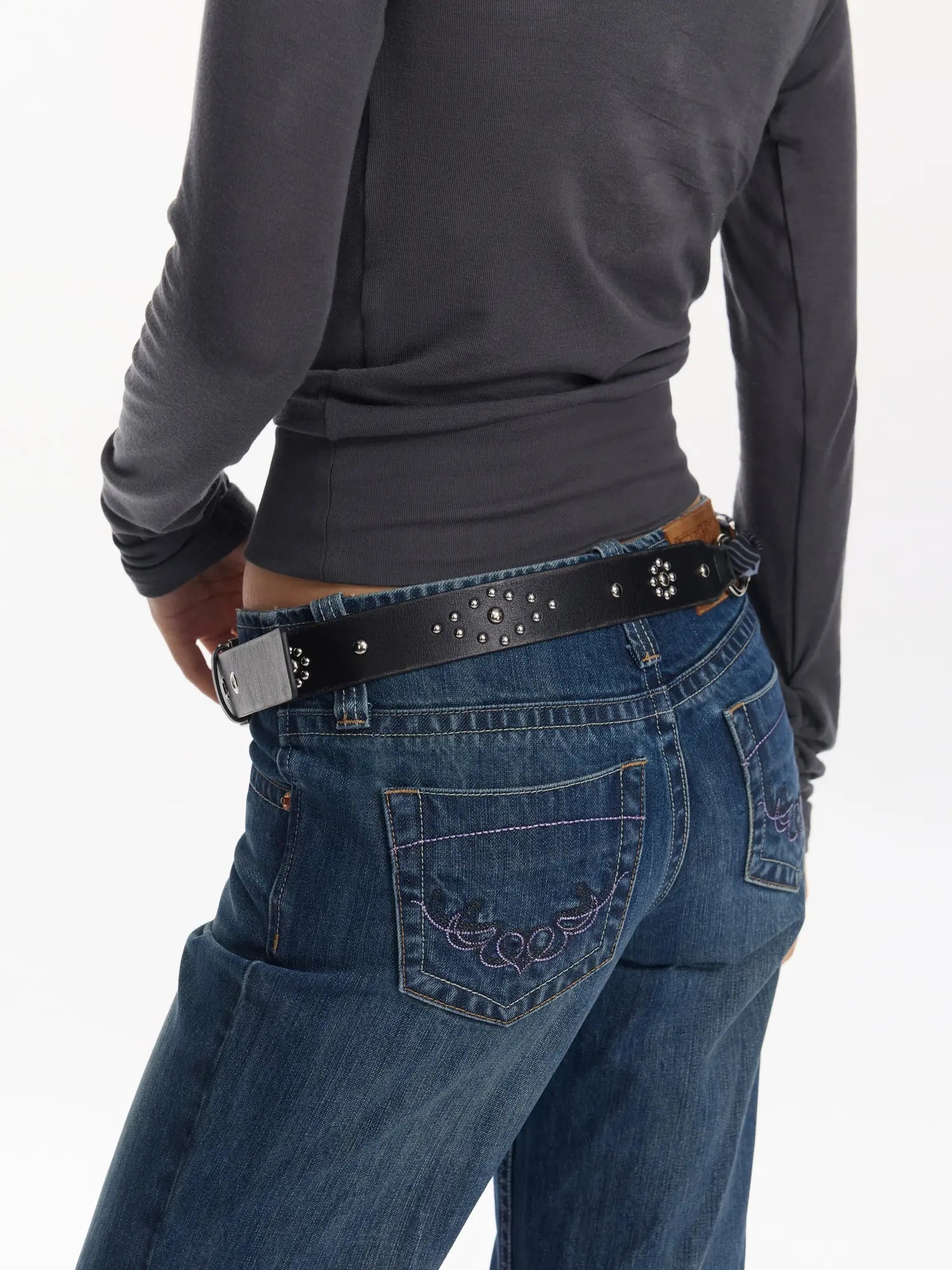 Detachable Vintage Print Scarf Rivet Punk Belt