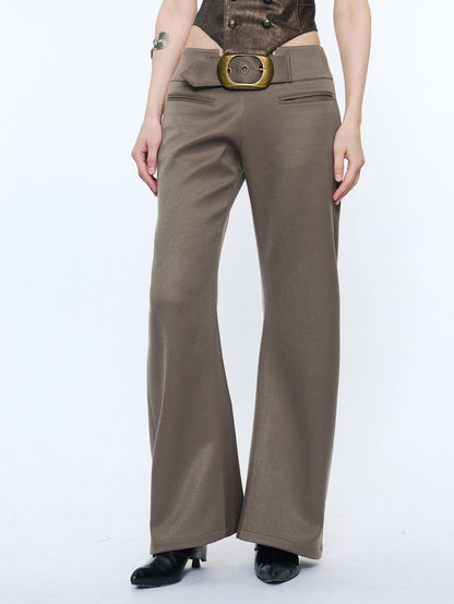 2th Desire Distressed Punk Low Rise Curved Leg Ladies Polyester Slim Chinos