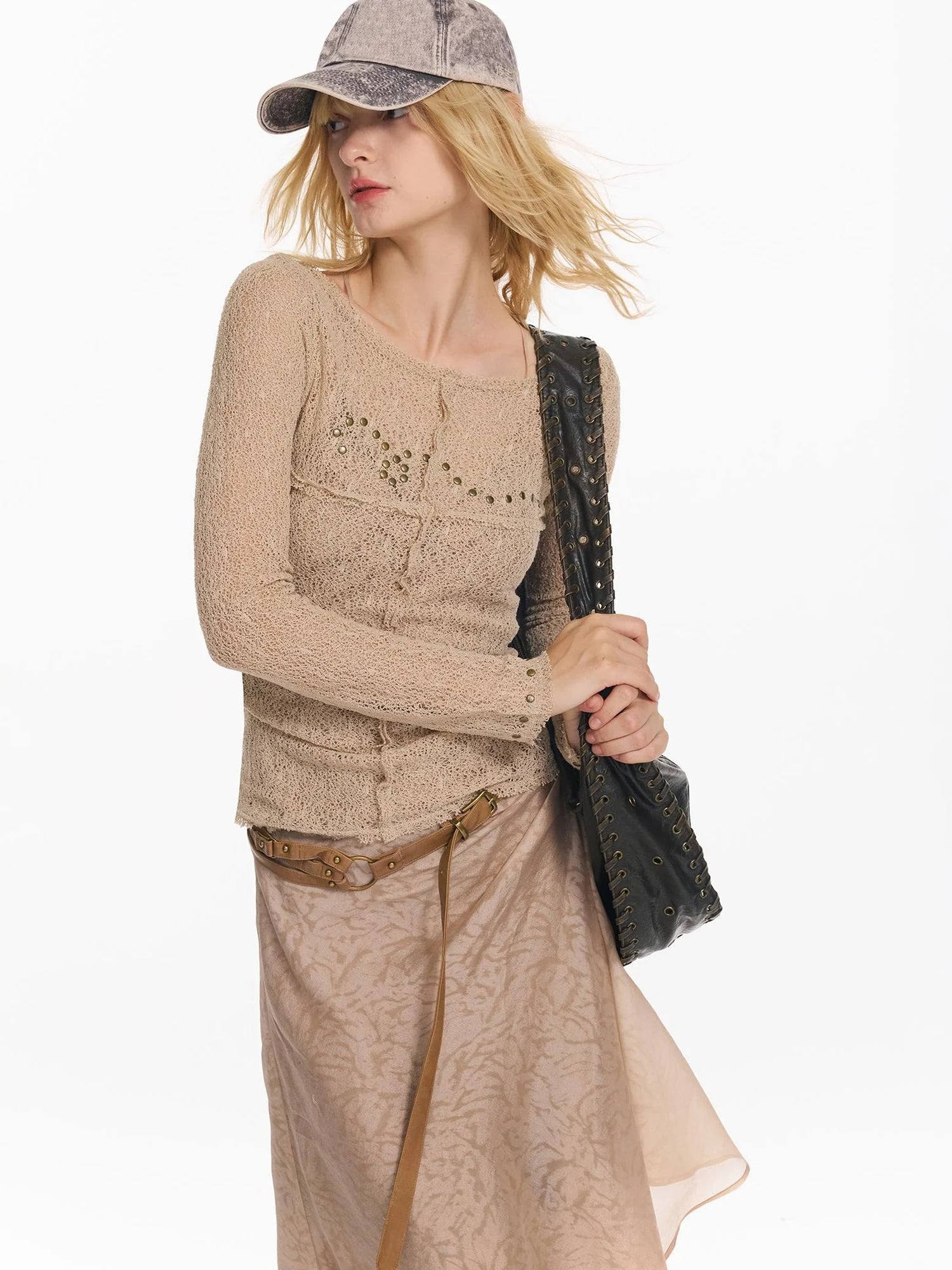 Double Layer Irregular Hem Adjustable Strap Long Dress With Detachable Belt