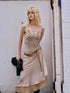 Double Layer Irregular Hem Adjustable Strap Long Dress With Detachable Belt