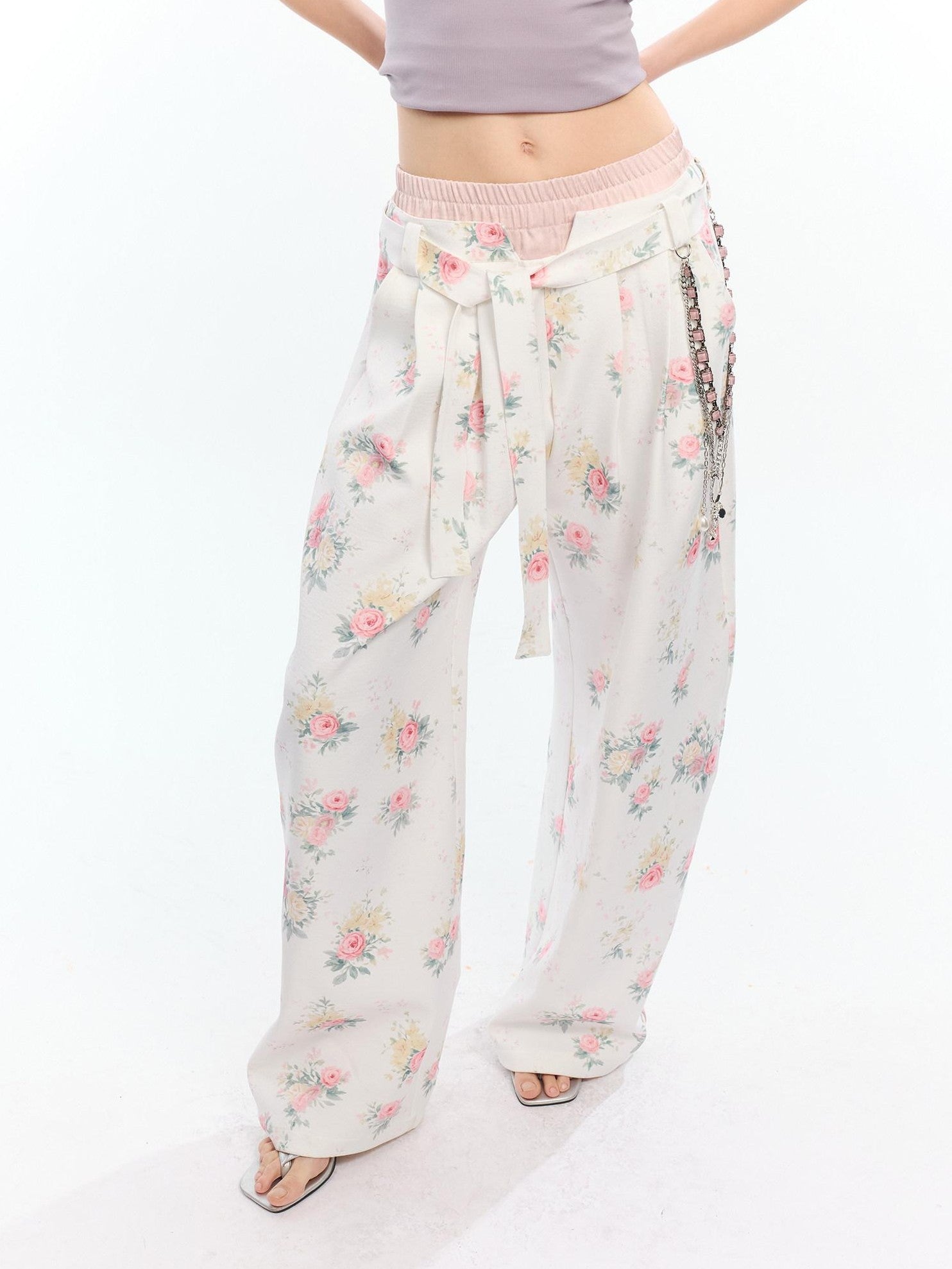 2th Desire Floral Patchwork Double Waist High Waist Women&