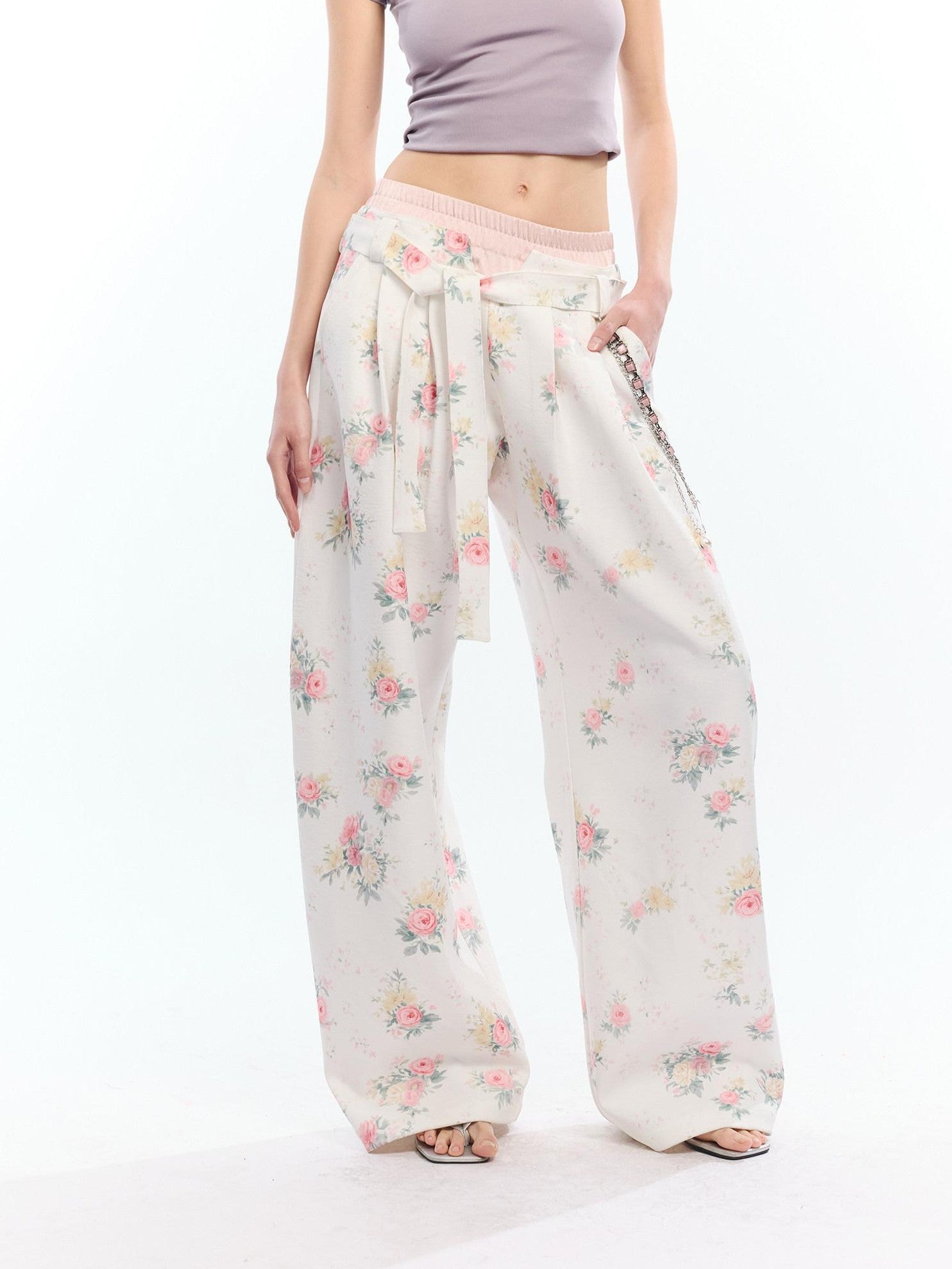 2th Desire Floral Patchwork Double Waist High Waist Women&