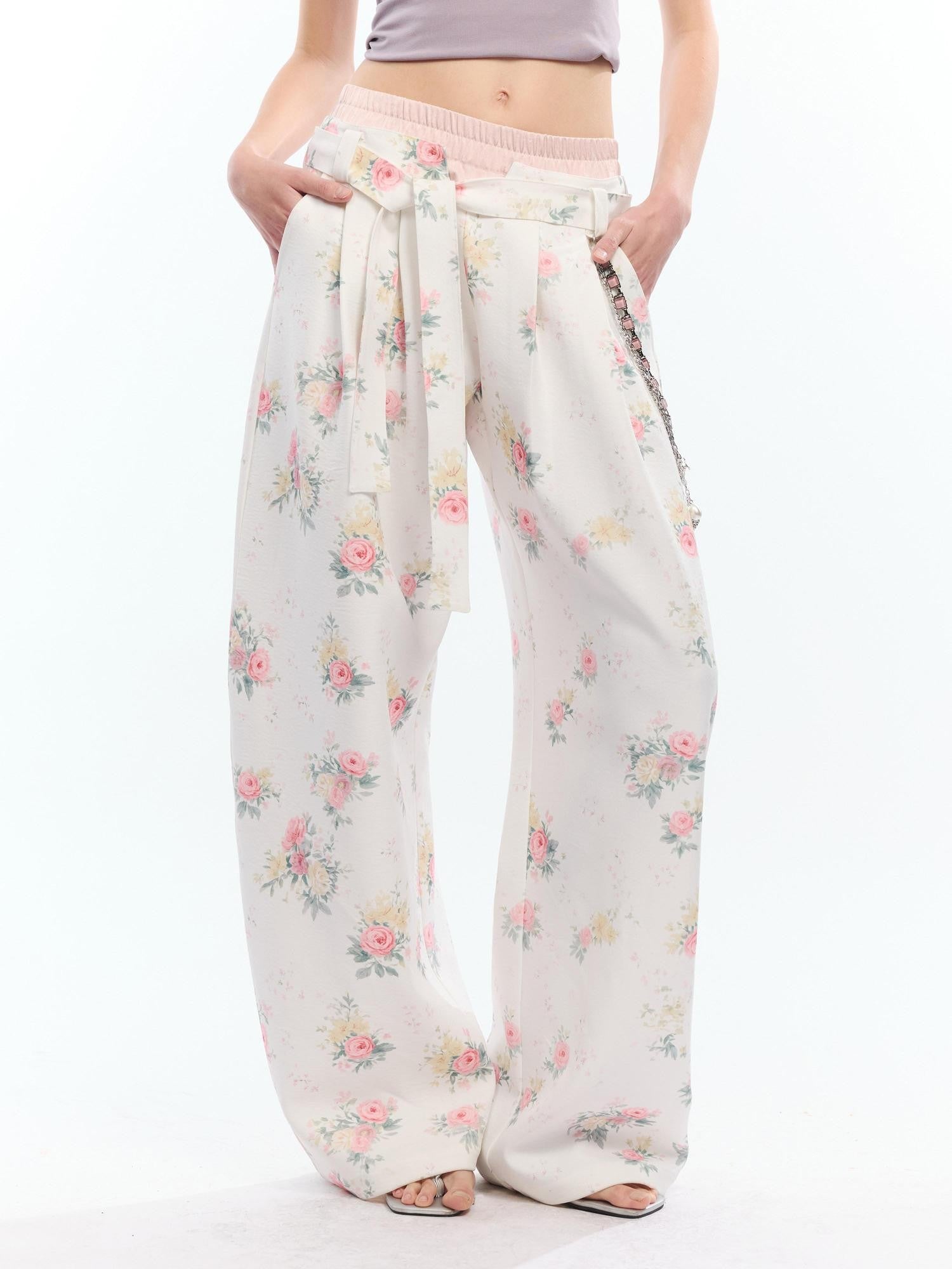 2th Desire Floral Patchwork Double Waist High Waist Women&