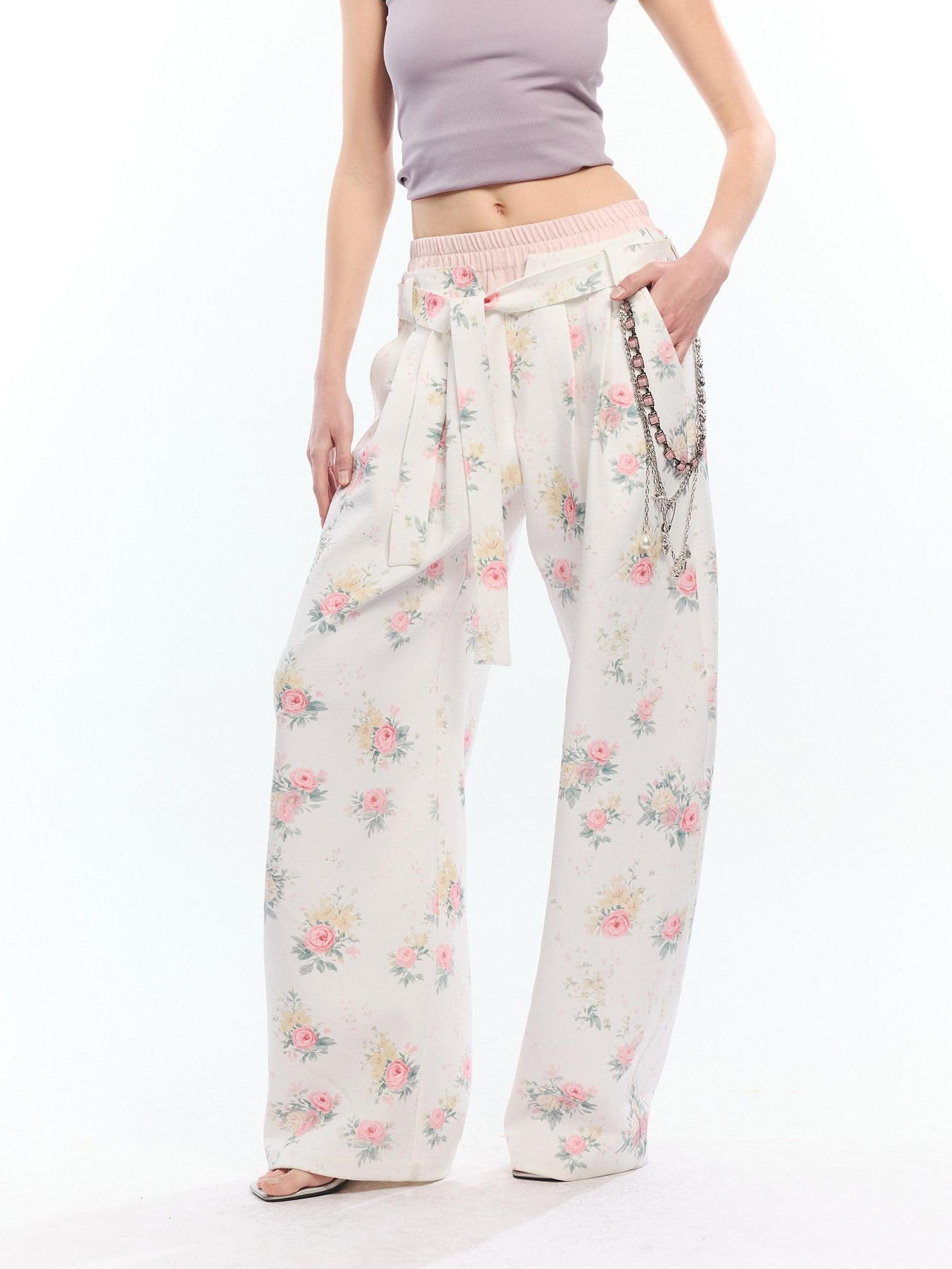 2th Desire Floral Patchwork Double Waist High Waist Women&